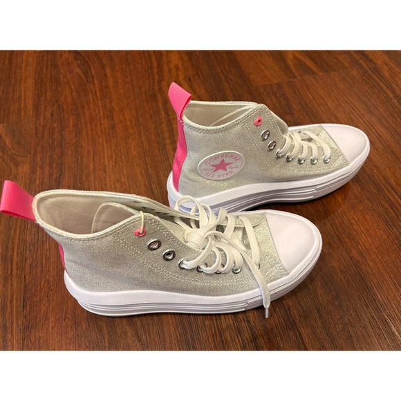 Converse Chuck Taylor Sneaker Girls 4.5 All Star Move Platform Sparkle A06332C - Picture 9 of 10